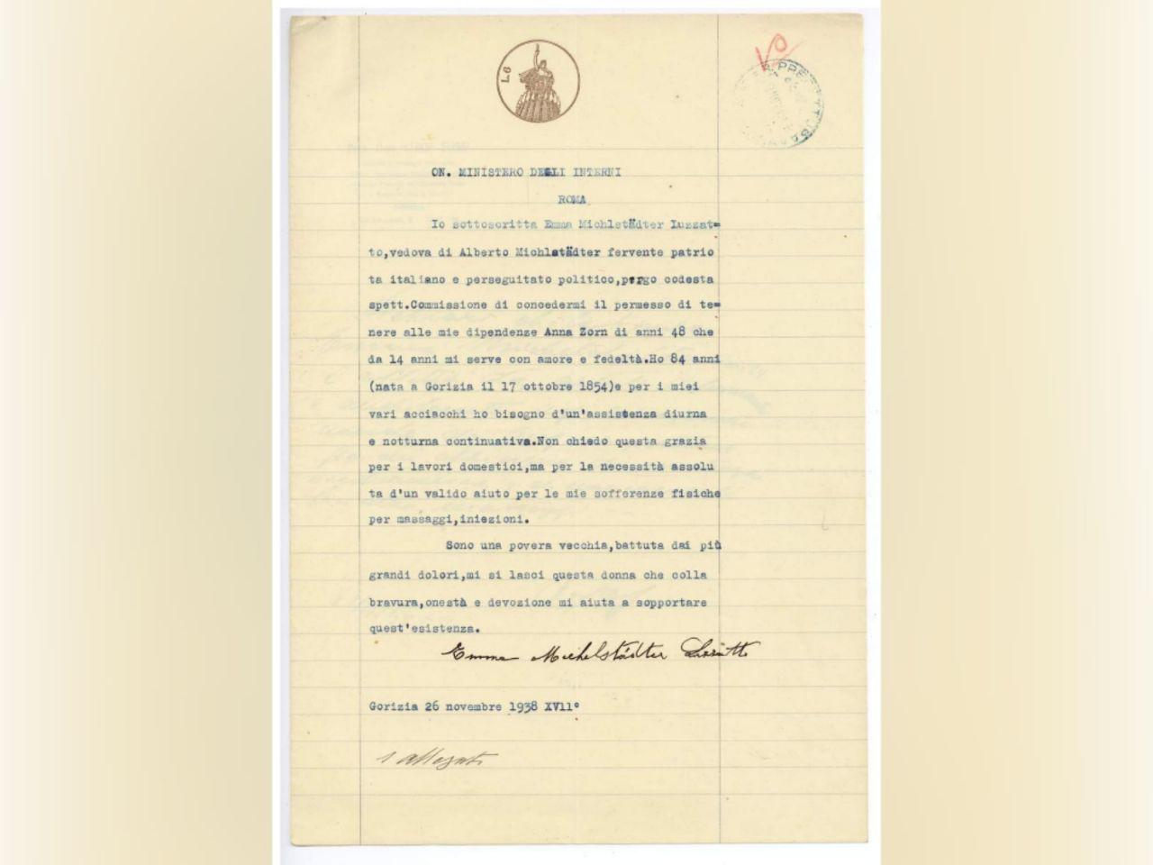 Immagine per «Sono una povera vecchia», la lettera di una donna ebrea di Gorizia per non essere divisa dalla sua domestica